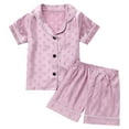 thumbnail image 1 of Little Boys Girls Pajamas 2 Piece Shorts Set Silk Button Down Loungewear Polka Dot Pjs Kids Satin Sleepwear Purple, 12 Months, 1 of 7