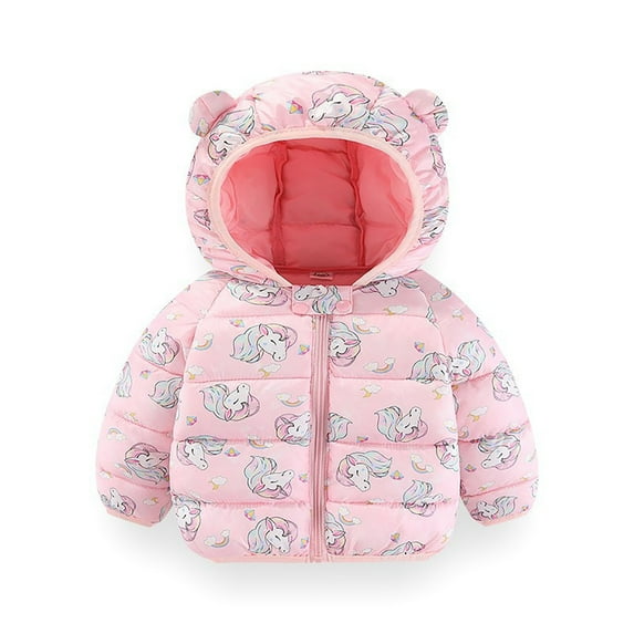 Little Boys Girls Puffer Coat Toddler Winter Coat Bear Ears Hooded Jacket Long Sleeve Light Winter Coats for Kids Baby Girls Fall Outfits for Girls Winter Clothes 2-3 Years
