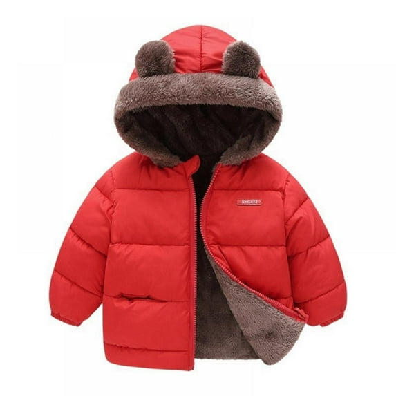 Little Boys Girls Puffer Jacket Hooded Fleece Lining Elastic Cuffs Outerwear Down Coat