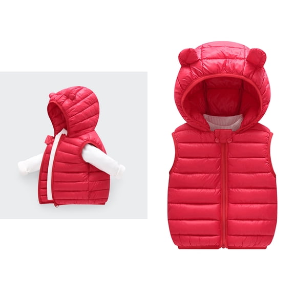 Little Boys Girls Puffer Vest Boys Vest Bear Ear Cute Jackets Thicken Windproof Zipper Warm Outwear Kids Boy Jacket for Little Girls 4-5 Years