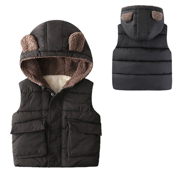 Little Boys Girls Puffer Vest Boys Vest Bear Ear Cute Jackets Zipper Up Down Coats Child Puffer Jacket for Boys 3-4 Years