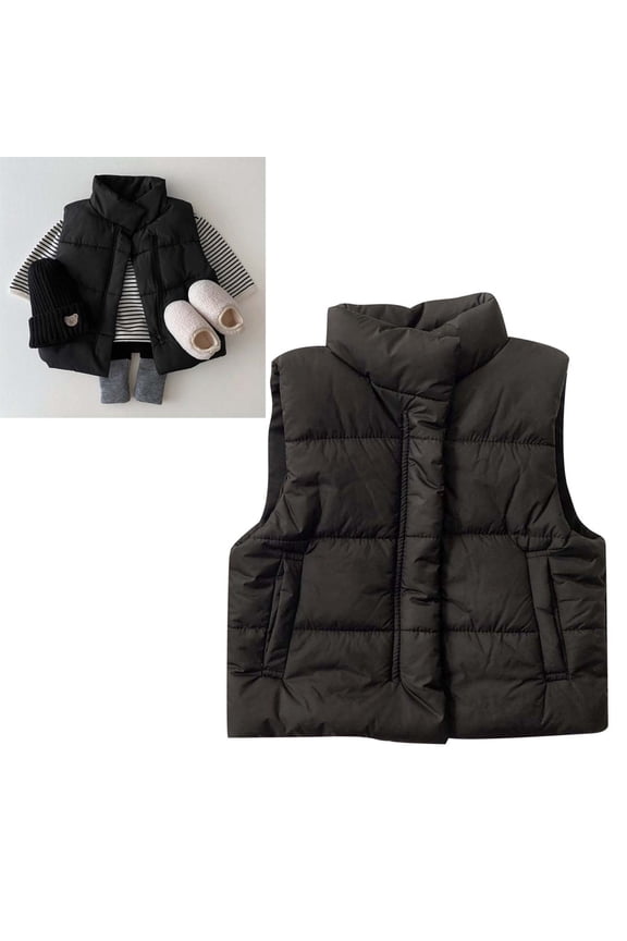 Little Boys Girls Puffer Vest Boys Winter Vest Stand Collar Lightweight Zip Up Sleeveless Jacket Winter Down Vest 18-24 Months