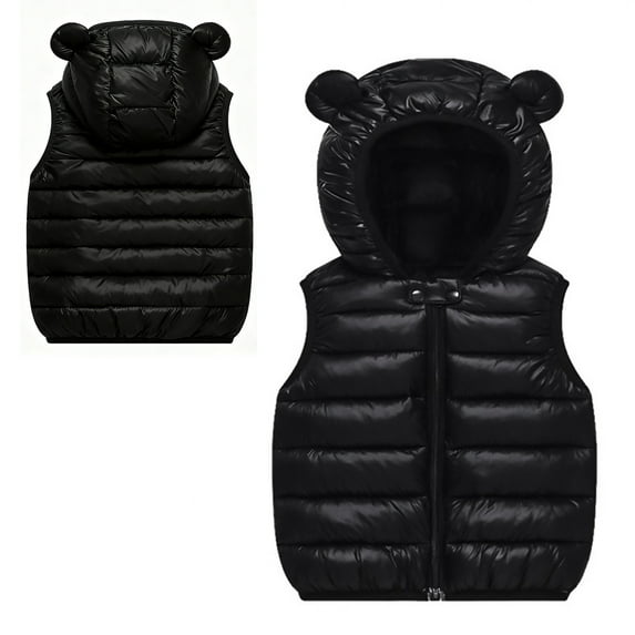 Little Boys Girls Puffer Vest Girls Vest Bear Ear Cute Jackets Zipper Up Down Coats Winter Clothes for Little Boys 3-4 Years