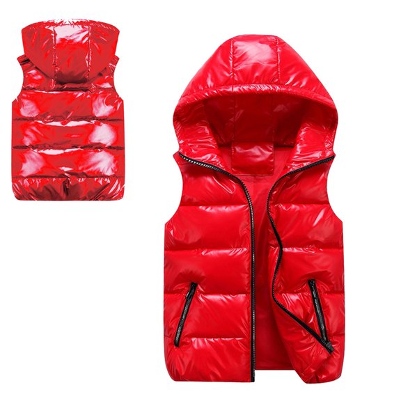 Little Boys Girls Puffer Vest Girls Vest Cute Jackets Zipper Up Down Coats Winter Down Vest for Children 4-5 Years