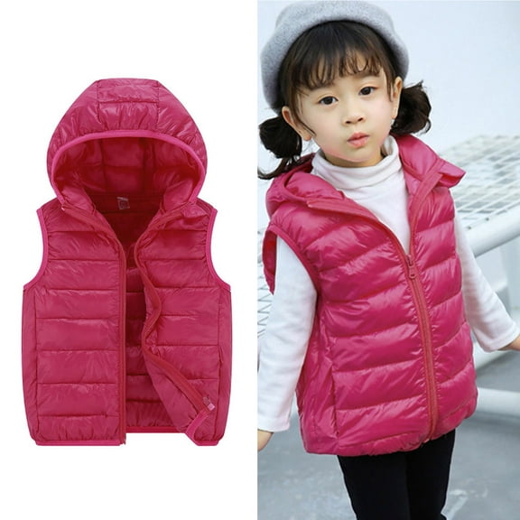 Little Boys Girls Puffer Vest Girls Vest Hooded Jacket Zipper Up Down Coats Kids Girls Fall Jacket for Little Boys 5-6 Years