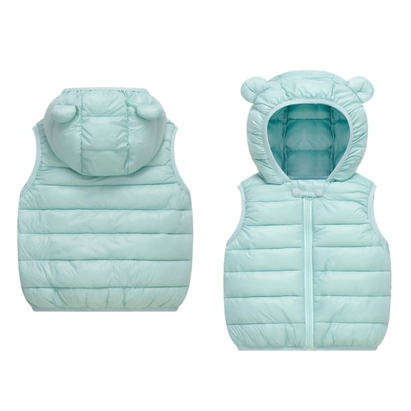 Little Boys Girls Puffer Vest Winter Vest Cute Hooded Jackets with Bear Ear Zipper Windproof Jacket Outwear Winter Warm Outerwear for Boys 6-12 Months
