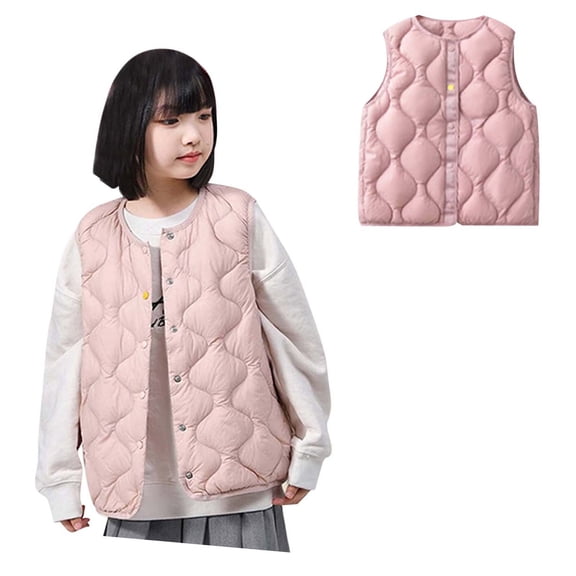Little Boys Girls Puffer Vest Winter Vest Lightweight Water-Resistant Button Down Cute Vest Sleeveless Girls Fall Jacket 6-12 Months