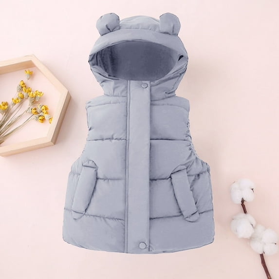 Little Boys Girls Puffer Vest Kids Boys Girls Winter Vest Baby Hoodie Vest Sleeveless Lightweight Puffer Jacket Winter Down Vest for Children 4-5 Years
