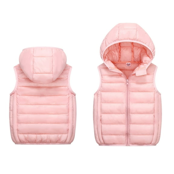 Little Boys Girls Puffer Vest Kids Winter Vest Cute Hooded Jackets Zipper Windproof Jacket Outwear Winter Vest for Girls 6-8 Years