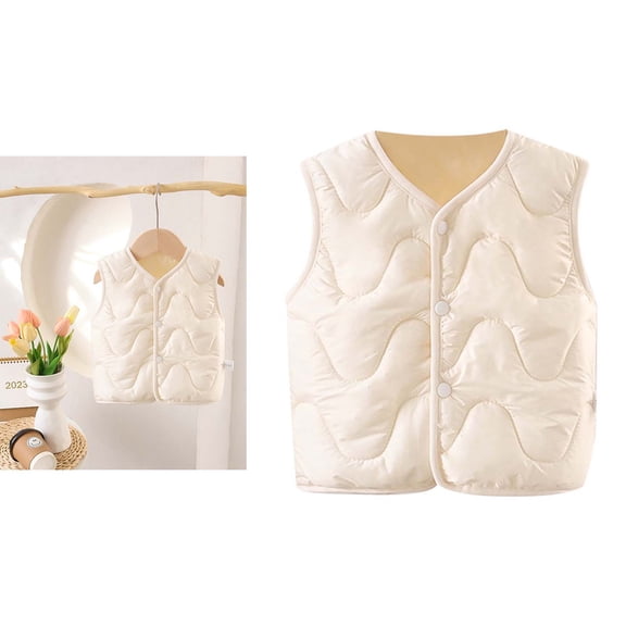 Little Boys Girls Puffer Vest Kids Winter Vest Light Weight Down Vest with Button Down Cute Vest Sleeveless Winter Clothes 3-4 Years