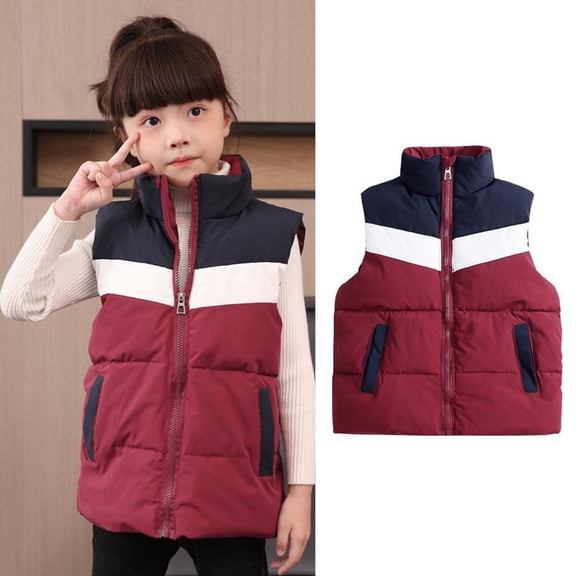 Little Boys Girls Puffer Vest Kids Winter Vest Light Weight Down Vest with Zip Up Cute Vest Sleeveless Kids Boy Jacket 3-4 Years