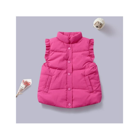 Little Boys Girls Puffer Vest Kids Winter Vest Lightweight Button Down Cute Jackets Sleeveless Child Down Jacket 5-6 Years