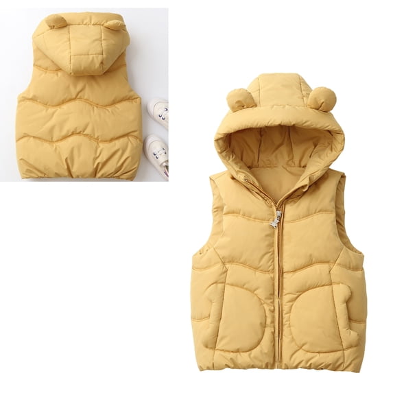 Little Boys Girls Puffer Vest Toddler Winter Vest Cute Hooded Jackets with Bear Ear Sleeveless Lightweight Puffer Jacket Toddler Winter Vest for Boys 12-18 Months