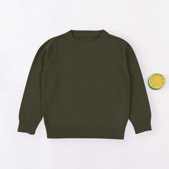 Little Boys & Girls Pullover Sweaters Size 1-8 Long Sleeve Crewneck Tops Toddlers Kids Casual Solid Color Basic Warm Going Out Loungewear Sweater