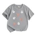thumbnail image 1 of Little Boys Halloween Shirt Ghost Bowknot Print Pumpkin Short Sleeve Casual Fashion Basic Summer Party Tee Tops Size 7-8T, 1 of 4