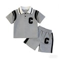 thumbnail image 1 of Little Boys Hawaiian Outfit 2 Pcs Letter Print Short Sleeve Shirt And Shorts Button Down Collar Summer Boys' Clothing Sets Size 5-6T, 1 of 6