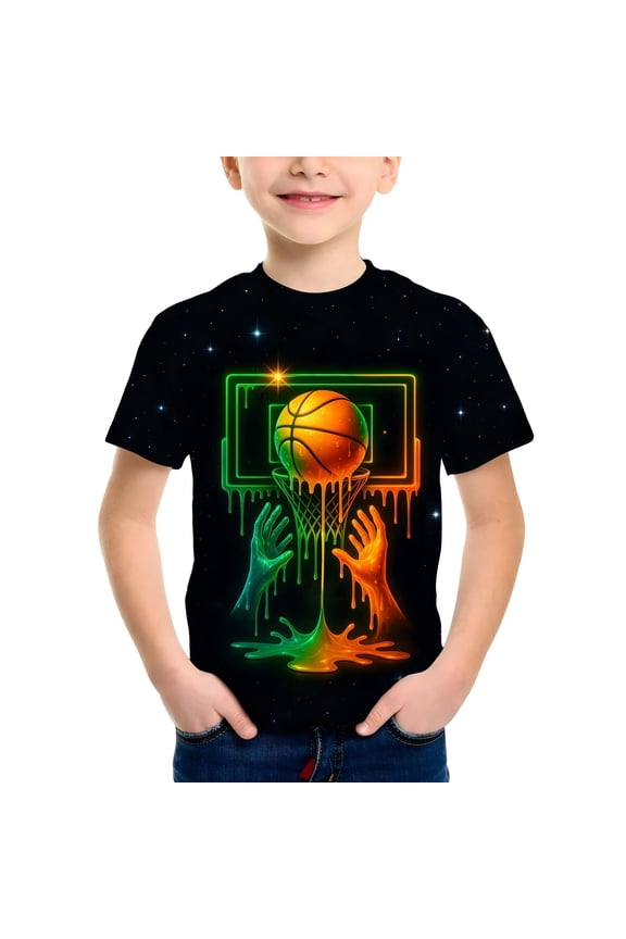 Little Boys Hawaiian Shirt Galaxy Print Short Sleeve Space Exploration For Kids Tops Summer Uniform Clothes Size 7-8T