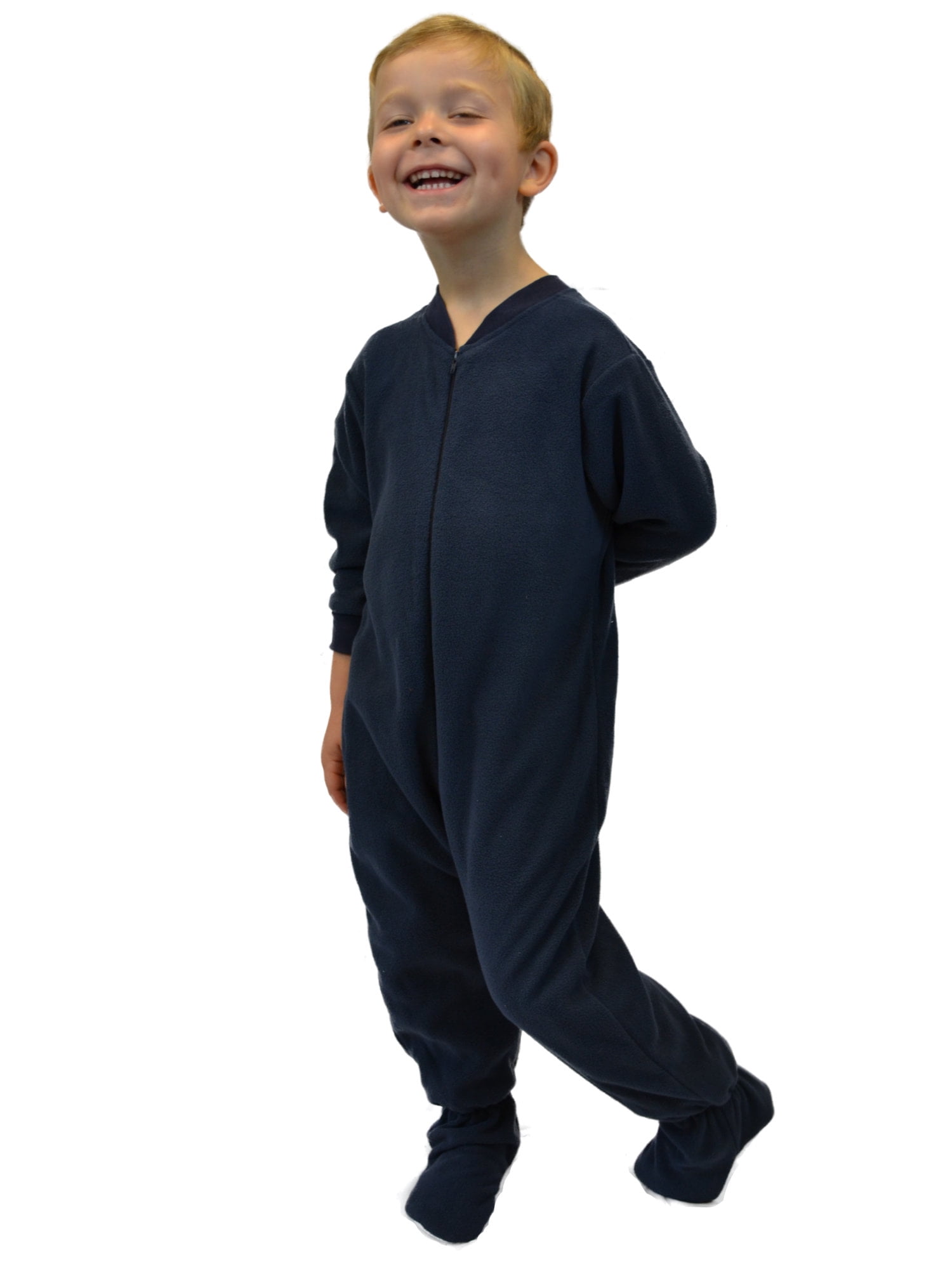 Little Boys Infant Toddler Navy Blue Fleece Footed Pajamas Sleeper