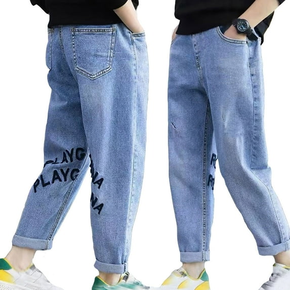 Little Boys Jeans Versatile Pants Elastic Waist for Kids Size 5-6T