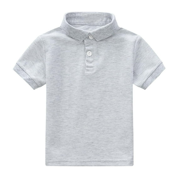Little Boys Kids Polo Tops Short Sleeve Polo Collar Polo School Uniform Shirt Solid Color Polo Shirt Grey,5-6T Boys Shirts