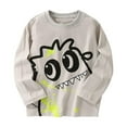 thumbnail image 1 of Little Boys Long Sleeve T Shirts Kids Casual Crewneck Top With Cartoon Print Soft Clothes Grey Size 5-6T, 1 of 8