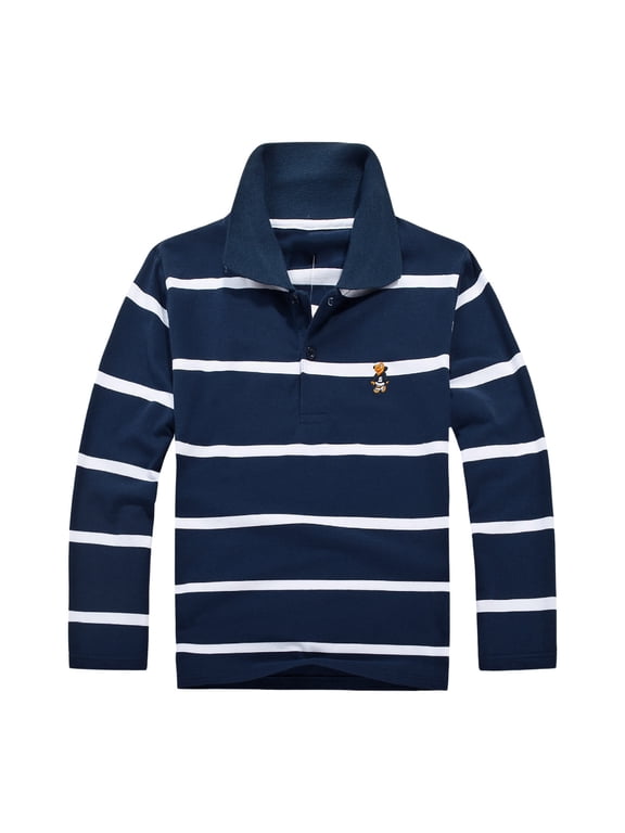 Little Boys Long Sleeved T Shirt Striped Comfortable Polo Shirt Casual Versatile Tshirt