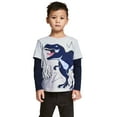 thumbnail image 1 of Little Boys Outfit Set Long Sleeve Cartoon Dinosaur Print Tops T-Shirt Set, 2 Piece, Sizes 5-6 Years, 1 of 4