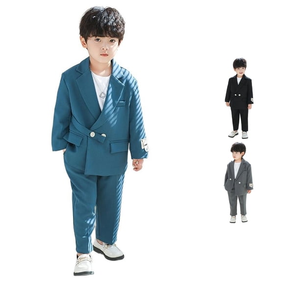 Little Boys Outfits Business Suits Coat 3 Piece formal Suit Outfits Size 5-6T ,Blue
