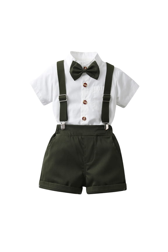 Little Boys Outfits Set Boys Outfit Set Toddler Boys Gentle Classic Styled Design Gentleman Casual Suit Neat Tidy Elegant Daily Style Daily Wear Kids Daily Party Fashionable Outfit Army Green 5T-6T