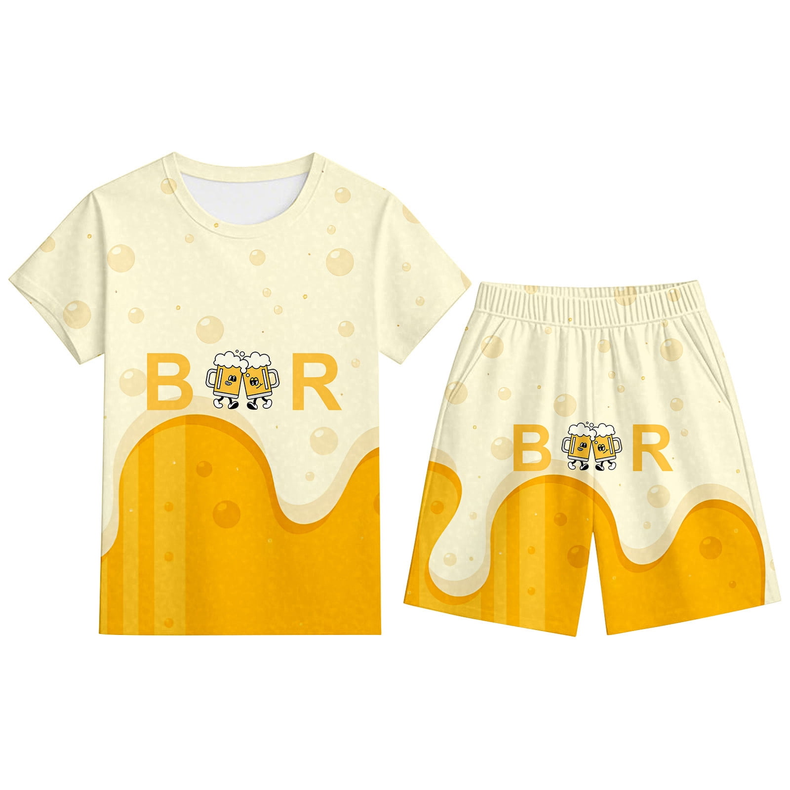 Boy Children Blended Stuff Dress In Bicycle Print Design Yellow Color main image 0