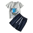 thumbnail image 1 of Little Boys' Outfits Short Sleeve Prints T Shirt Tops Shorts Child Kids Two Piece Clothing Sets for Boys Size 6-7T, 1 of 7