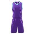 thumbnail image 1 of Girls Sets Size 6 Kids Boys Football Soccer Training Team 2 Pcs Sport Suit Tracksuit Workout Fitness Sportswear Purple, 5-6 Years, 1 of 5