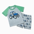 thumbnail image 1 of Little Boys Outfits Toddler Kids Boy Clothes Tractor Print Raglan T-Shirt and Shorts Set Cute Pattern Printed Outfits, 1 of 7