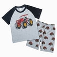 thumbnail image 1 of Little Boys Outfits Toddler Kids Boy Clothes Tractor Print Raglan T-Shirt and Shorts Set Cute Pattern Printed Outfits, 1 of 7