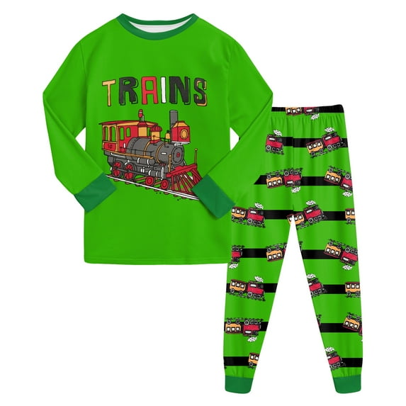 Little Boys Pajamas 2 Pieces Long Set Cotton Sleepwear Kids Excavator Pjs Toddler Winter Clothes Jammies Size 2-7T