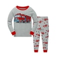 thumbnail image 1 of Little Boys Pajamas Cartoon Fire Truck 100% Cotton Long Sleeve Toddler Pjs Toddler Clothes Kids Sleepwear(Grey-6576 3T), 1 of 7