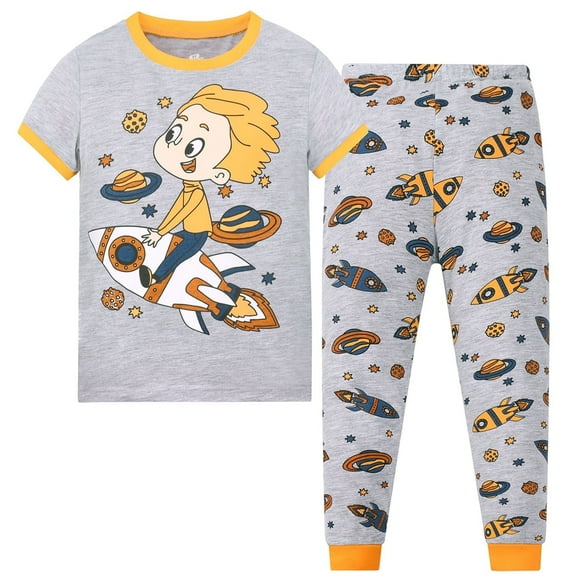 Little Boys Pajamas Cozy Short Sleeves & Pants Cool 2-Piece PJ Set Kid Sleepwear, Size 3-4 Years