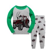 POPSHION Boys Glow in the Dark Pajamas Dinosaurs Pjs 100% Cotton Toddler 2 Piece Sleepwear Kids Clothes Set T-Rex Outfits Dino Shirt 4t