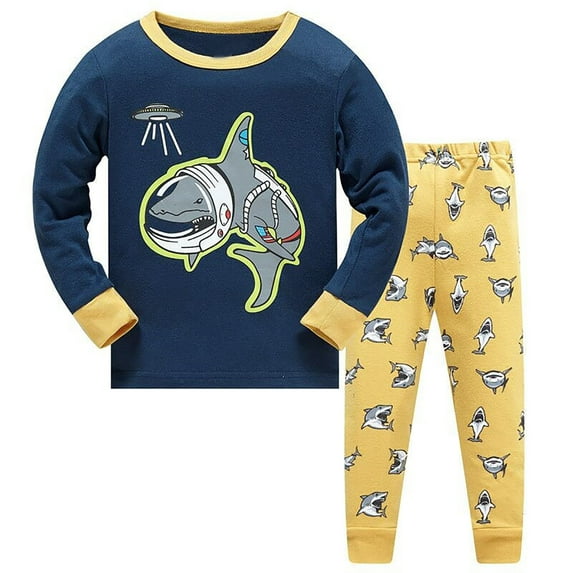 Little Boys Pajamas Sets Glow in Dark Dinosaur Cotton 2 Piece Toddler Clothes Kids Pjs Sleepwear Size 2-9T