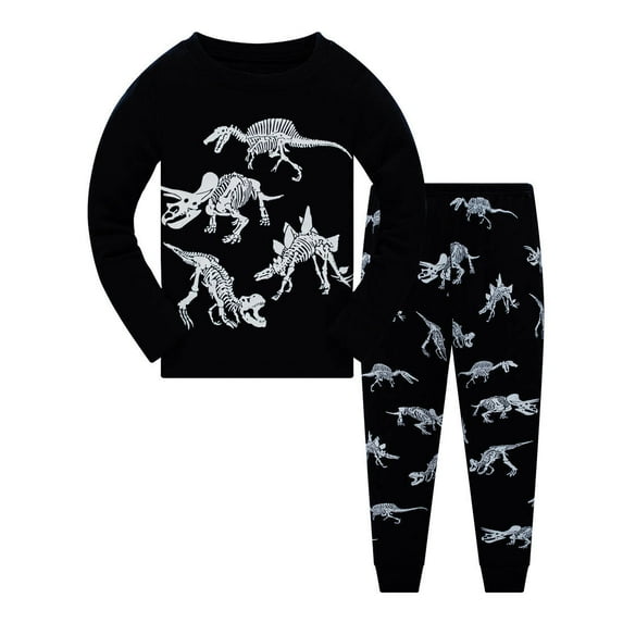 Little Boys Pajamas Sets Glow in Dark Dinosaur Sleepwear 100% Cotton Pjs 2 Piece Toddler Clothes Kids 3T/6124