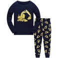thumbnail image 1 of Little Boys Pajamas Sets for Toddler 100% Cotton Dinosaur Train Rocket Starry Glow in Dark Sleepwear Long Sleeve 2 Piece kids Clothes Pjs 3-7T Yellow Truck-6384-6T, 1 of 6