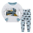 thumbnail image 1 of Little Boys Pajamas for Toddler Clothes Set Trian Truck Sleepwear Long Sleeve 100% Cotton 2 Piece Kids Pjs Size 1-10 Years (3-4 Years/4T, Trian 4)/6052, 1 of 7