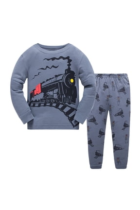 Little Boys Pajamas for Toddler Clothes Set Train Truck Sleepwear Long Sleeve 100% Cotton 2 Piece Kids Pjs Size 3T/6012