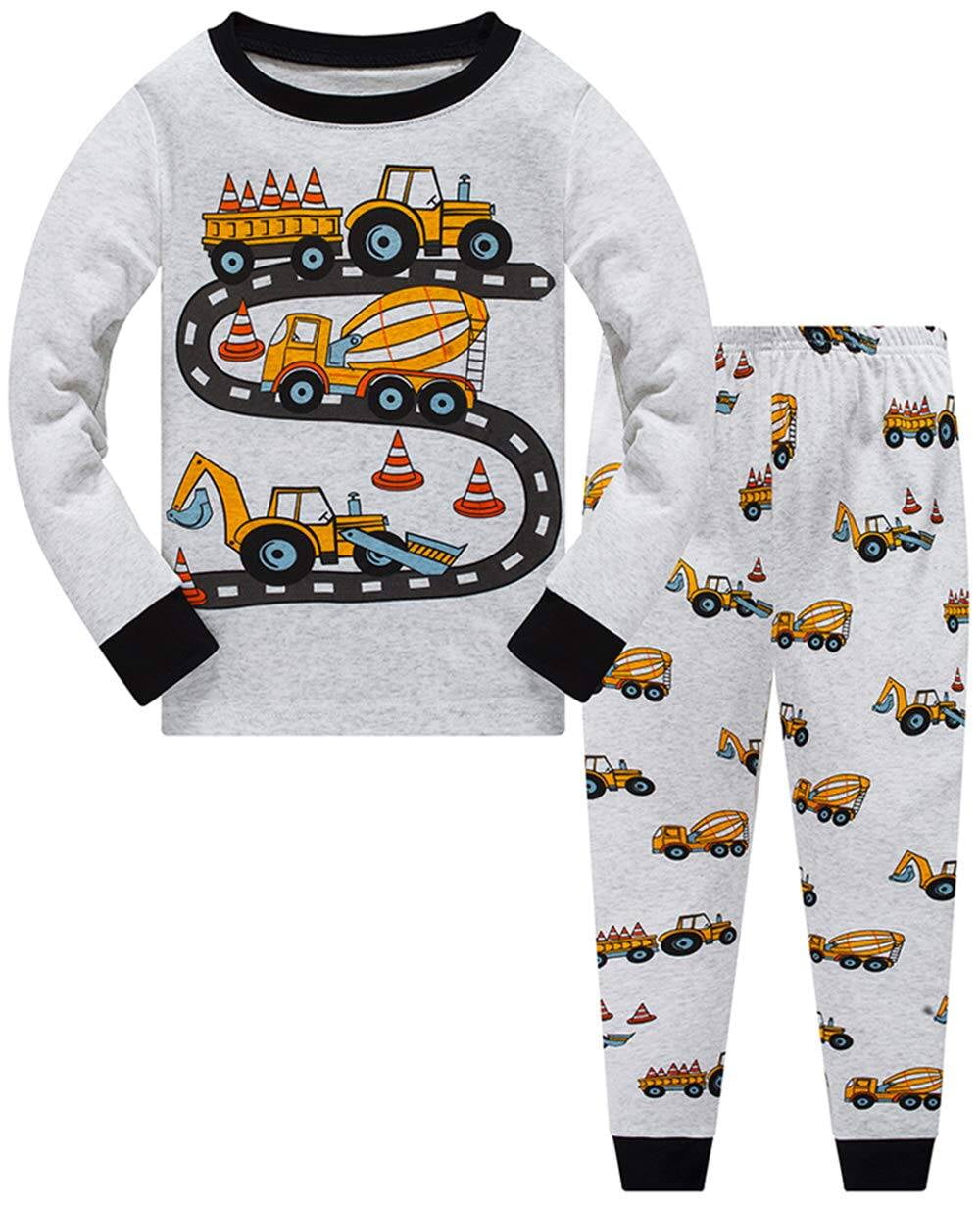 Little Boys Pajamas for Toddler Clothes Set Truck Sleepwear Long Sleeve 100% Cotton 2 Piece Kids Pjs(Truck-121 3T)
