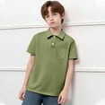 thumbnail image 1 of Little Boys' Polo Shirt Army Green Polo Shirt Boys Rugby Button Down Shirt Kids Short Sleeve Shirts Boys Clothes Size 5-6 Years, 1 of 3