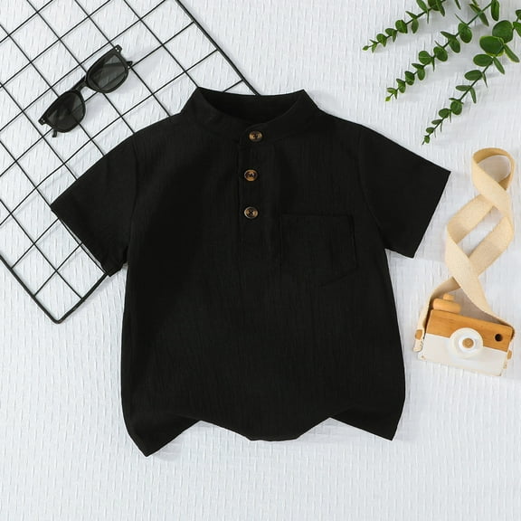 Little Boys' Polo Shirt Black Tshirt Boys Fashion Shirts Boys Short Sleeve Polo Shirts Boys Polo Shirts Size 5-6 Years