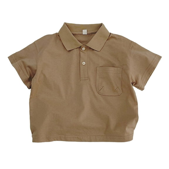 Little Boys Polo Shirt Khaki Uniform Shirts for Boys Casual Blouse Tops Pullover Short Sleeve Shirt Boys Polo Shirts Size 7-8 Years