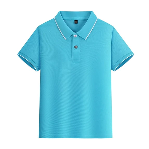 Little Boys Polo Shirt Light Blue Polo Shirt Summer Shirt Boy Short Sleeve Shirt Boys Polo Shirts Size 7-8 Years