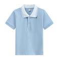 thumbnail image 1 of Little Boys' Polo Shirt Light Blue Shirt Boys Short Sleeve Tops Rugby Shirt 8-9 Years, 1 of 4
