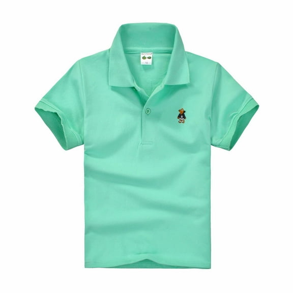 Little Boys Polo Shirt Mint Green Uniform Shirts for Boys Boy Short Sleeve Shirt Summer Shirt 4-5 Years